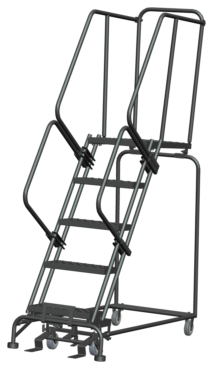 Ballymore 5-Step Rolling Ladder, 24" base, 28" top step