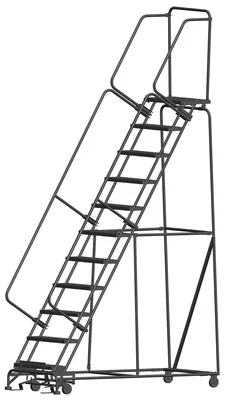 Ballymore 11-Step Rolling Ladder, 32" base, 14" top step