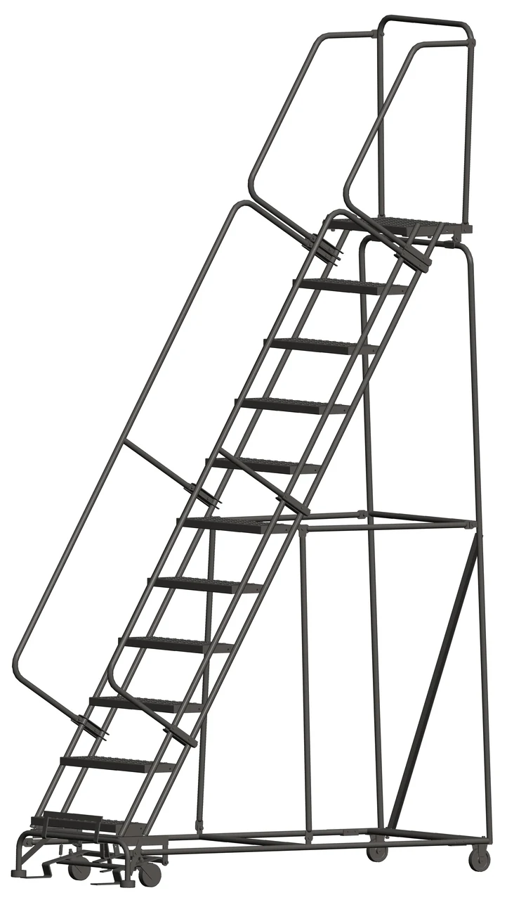 Ballymore 11-Step Rolling Ladder, 32" base, 14" top step