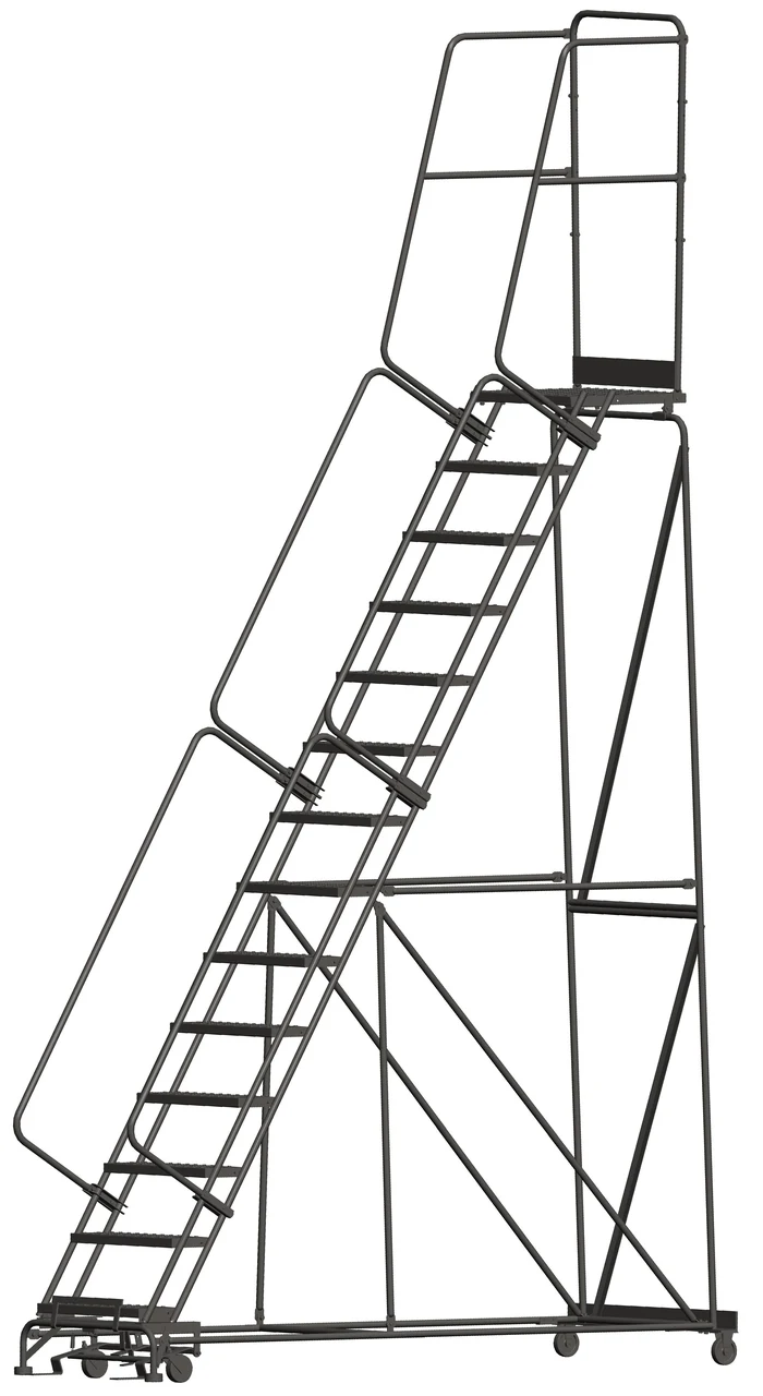 Ballymore 14-Step Rolling Ladder, 40" base, 21" top step