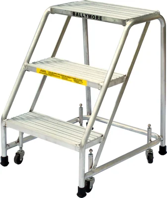 Ballymore 2-Step Aluminum Rolling Ladder, 20" base, 10" top step, no handrails