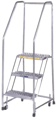 Ballymore 2-Step Aluminum Rolling Ladder, 20" base, 10" top step, with handrails