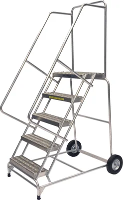 Ballymore 5-Step Aluminum Rolling Ladder, 36" base, 14" top step
