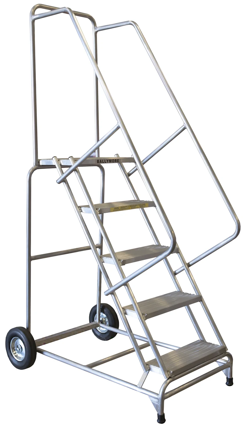 Ballymore 5-Step Aluminum Rolling Ladder, 30" base, 14" top step