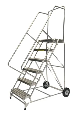 Ballymore 6-Step Aluminum Rolling Ladder, 36" base, 14" top step