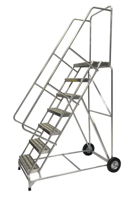 Ballymore 7-Step Aluminum Rolling Ladder, 36" base, 14" top step