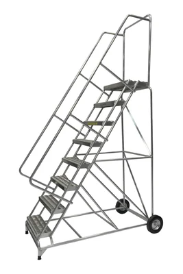 Ballymore 8-Step Aluminum Rolling Ladder, 36" base, 14" top step