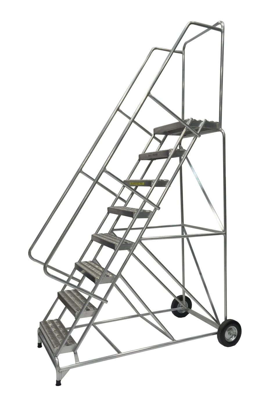 Ballymore 8-Step Aluminum Rolling Ladder, 30" base, 14" top step
