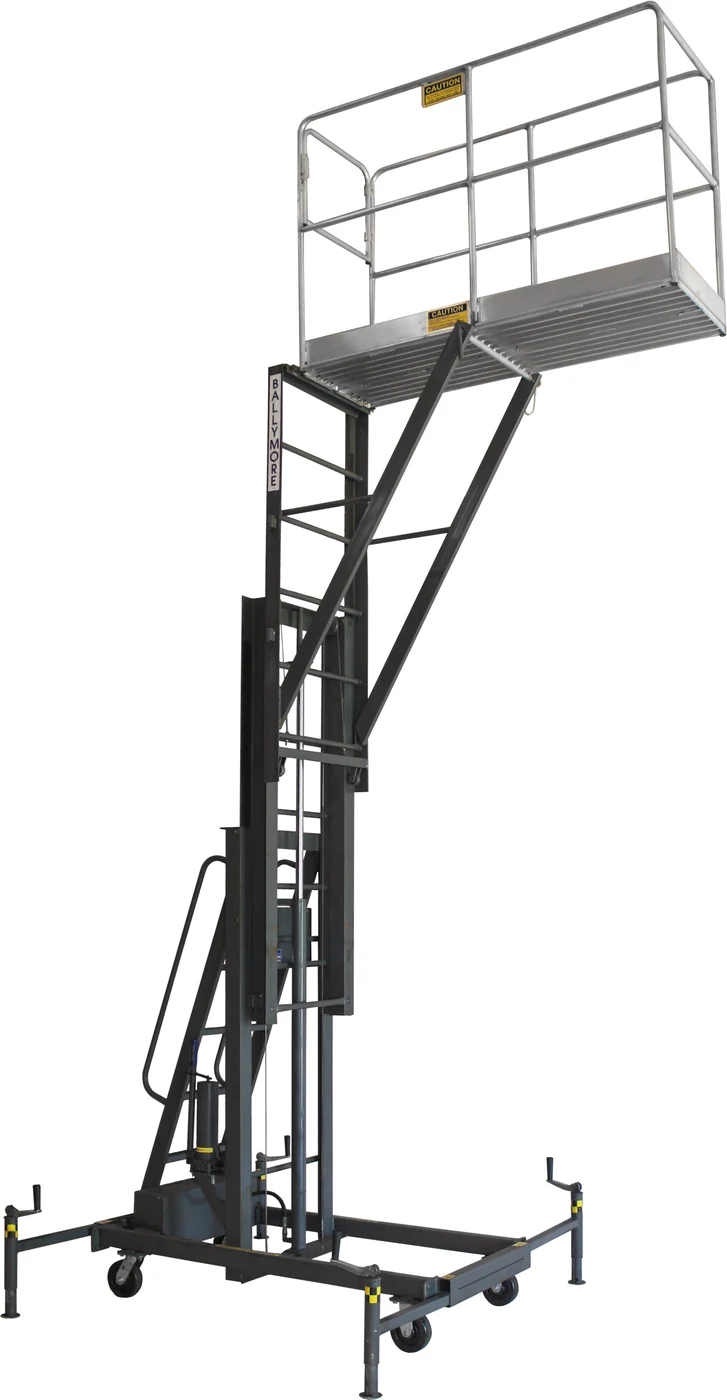 Ballymore BL-C14 Ballymore Personnel Lift: Push-Around, Hydraulic Hand Pump, 300 lb Load Capacity, 20 ft Max. Work Height