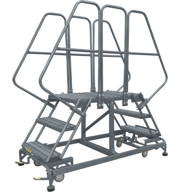Ballymore 3-Step Double Entry Work Platform, 48" deep platform, 38" base, with handrails, serrated tread
