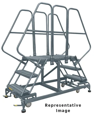 Ballymore 4-Step Double Entry Work Platform, 48" deep platform, 33" base, with handrails, serrated tread