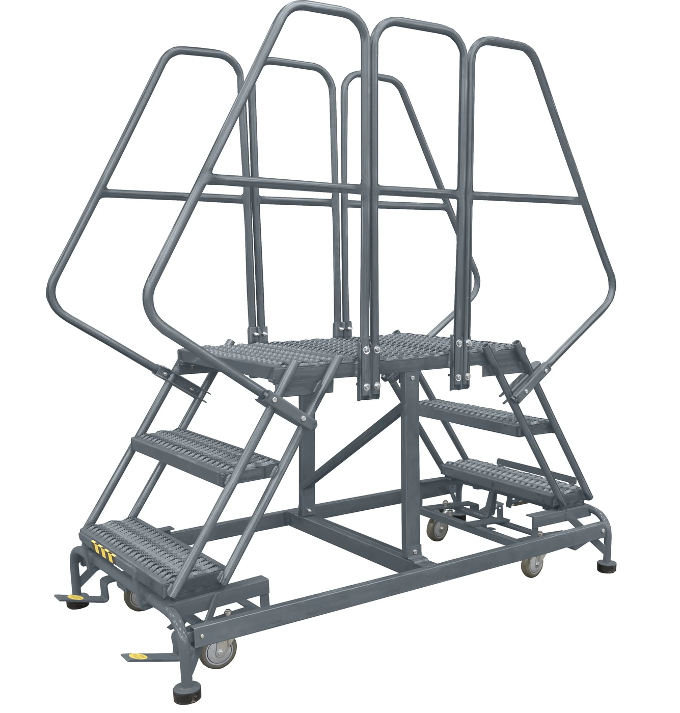 Ballymore 4-Step Double Entry Work Platform, 60" deep platform, 33" base, with handrails, serrated tread