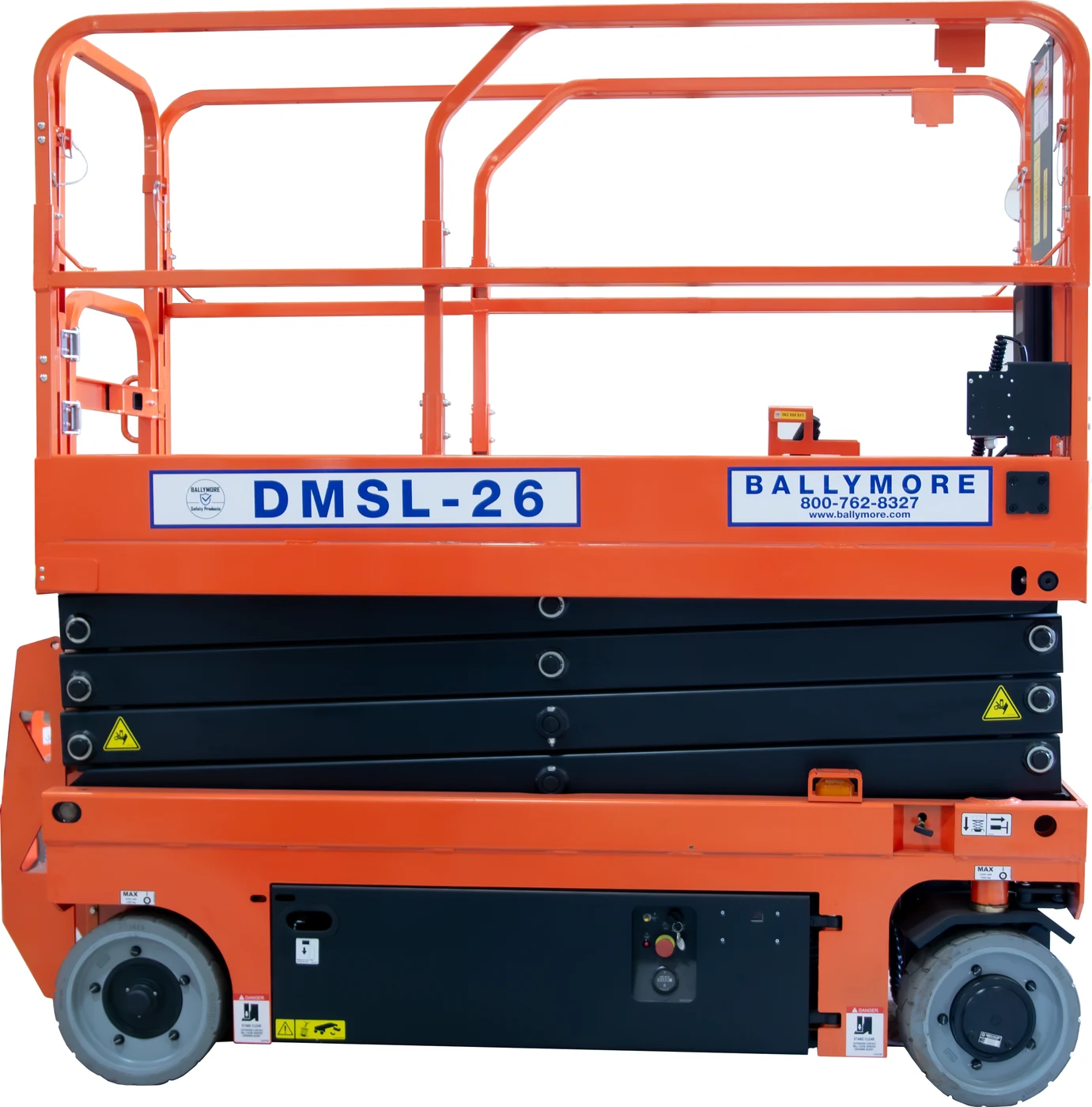 Ballymore Scissor Lift, drivable, 26 ft platform height, 36" long platform, 500 lb capacity