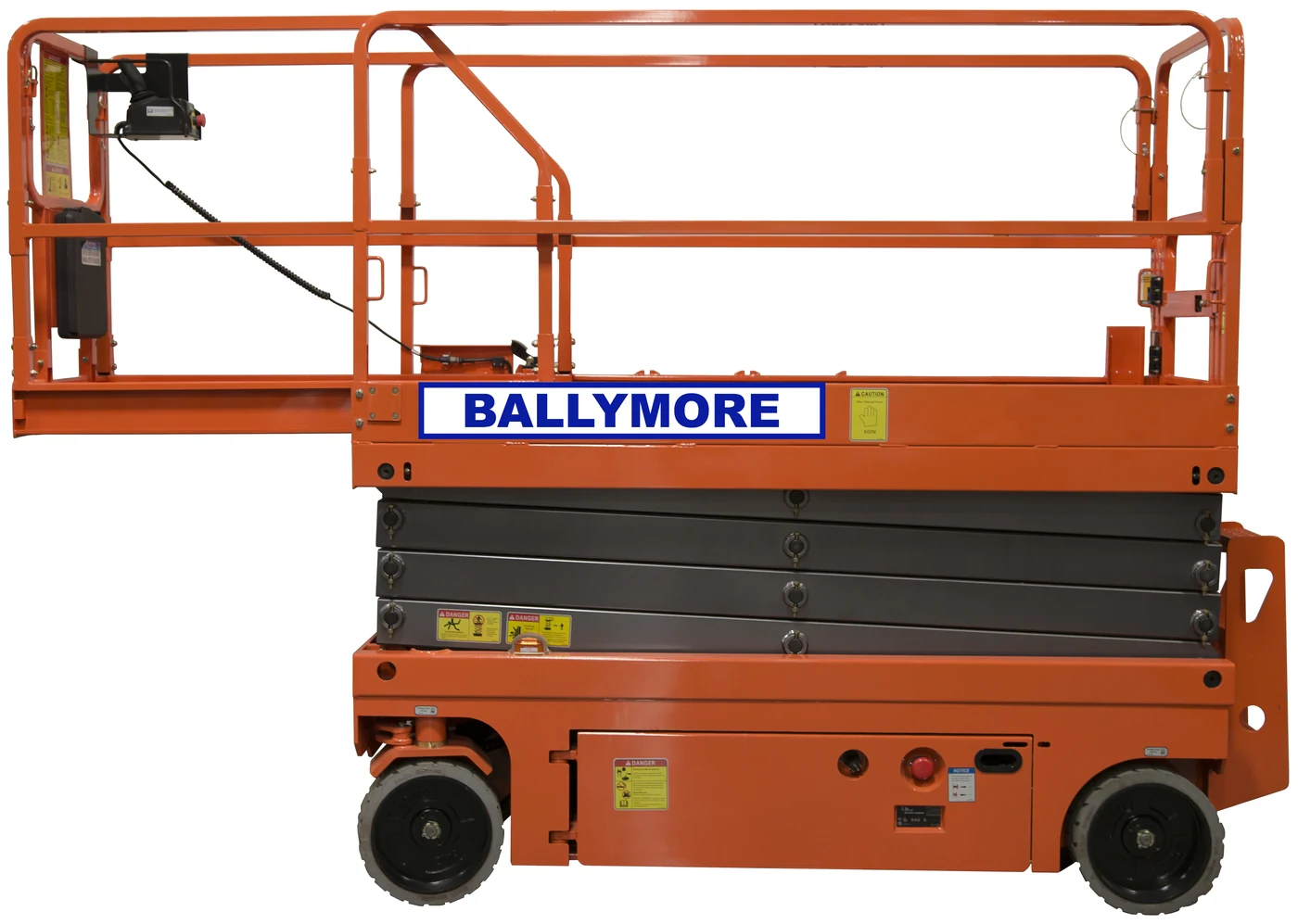Ballymore Scissor Lift, drivable, 26 ft platform height, 36" long platform, 1000 lb capacity