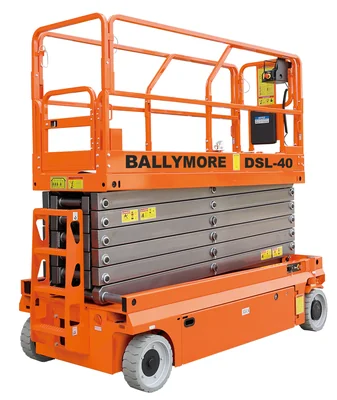Ballymore Scissor Lift, drivable, 40 ft platform height, 36" long platform, 550 lb capacity