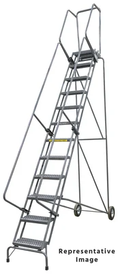 Ballymore Fold-N-Store 12-Step Rolling Ladder, 30" base, 14" top step
