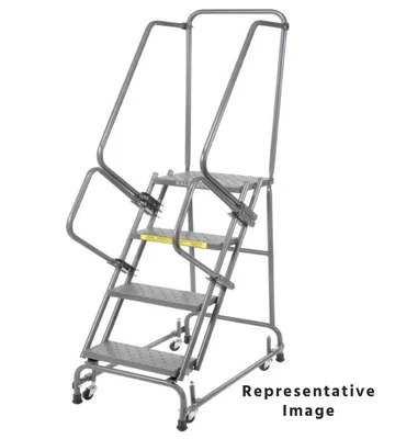 Ballymore Spring-Loaded Caster 4-Step Rolling Ladder, 20" base, 28" top step