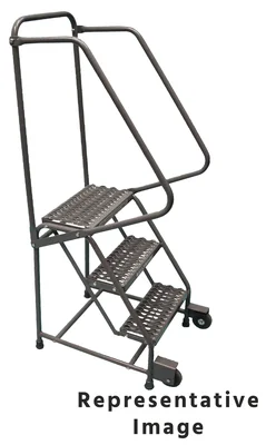Ballymore Tilt & Roll 2-Step Rolling Ladder, 20" base, 10" top step, perforated tread, factory setup