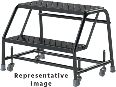 Ballymore Spring-Loaded Caster 2-Step Rolling Ladder, 30" base, 28" top step