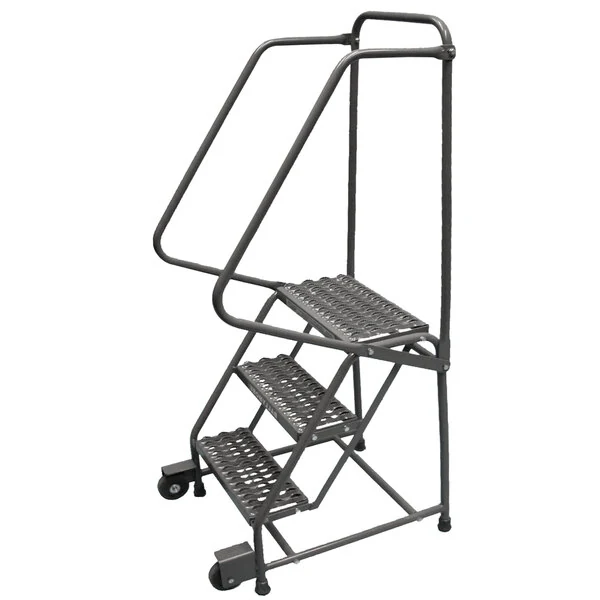 Ballymore Tilt & Roll 3-Step Rolling Ladder, 30" base, 10" top step, expanded metal tread, factory setup