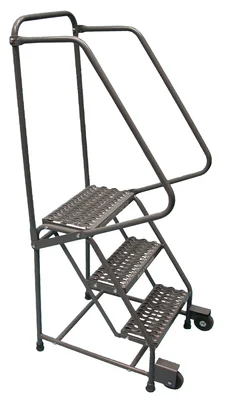 Ballymore Tilt & Roll 4-Step Rolling Ladder, 20" base, 10" top step, expanded metal tread, factory setup