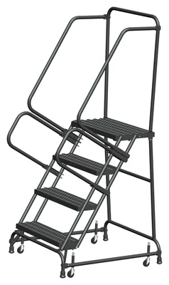 Ballymore Spring-Loaded Caster 4-Step Rolling Ladder, 30" base, 10" top step