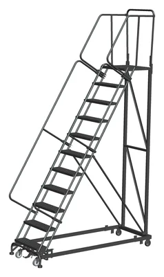 Ballymore Heavy-Duty 50° Stairway Slope 11-Step Rolling Ladder, 28" top step