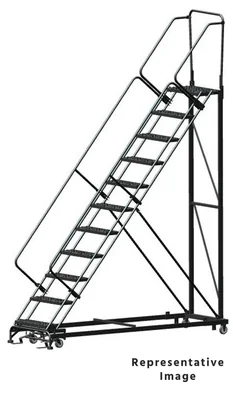 Ballymore Heavy-Duty 50° Stairway Slope 11-Step Rolling Ladder, 32" base