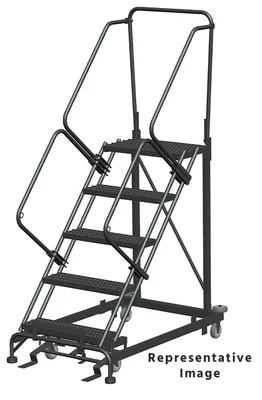 Ballymore Heavy-Duty 50° Stairway Slope 5-Step Rolling Ladder, 28" top step