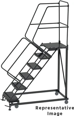 Ballymore Heavy-Duty 50° Stairway Slope 5-Step Rolling Ladder, 32" base