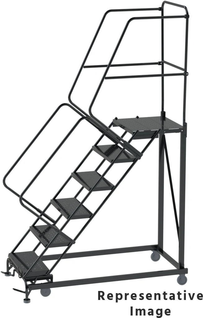 Ballymore Heavy-Duty 50° Stairway Slope 5-Step Rolling Ladder, 32" base