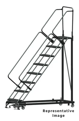 Ballymore Heavy-Duty 50° Stairway Slope 8-Step Rolling Ladder, 32" base