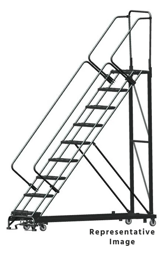 Ballymore Heavy-Duty 50° Stairway Slope 9-Step Rolling Ladder, 32" base