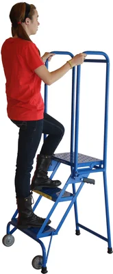 Ballymore Lock-N-Stock 4-Step Rolling Ladder, 24" base, 10" top step, modified, perforated tread — view 3