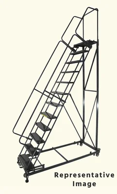 Ballymore Monster Line 14-Step Rolling Ladder, 32" base, 28" top step, serrated tread