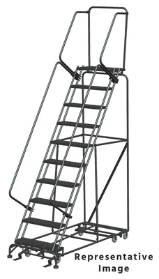 Ballymore All-Directional 10-Step Rolling Ladder, 32" base, 21" top step