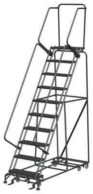 Ballymore All-Directional 10-Step Rolling Ladder, 32" base, 14" top step