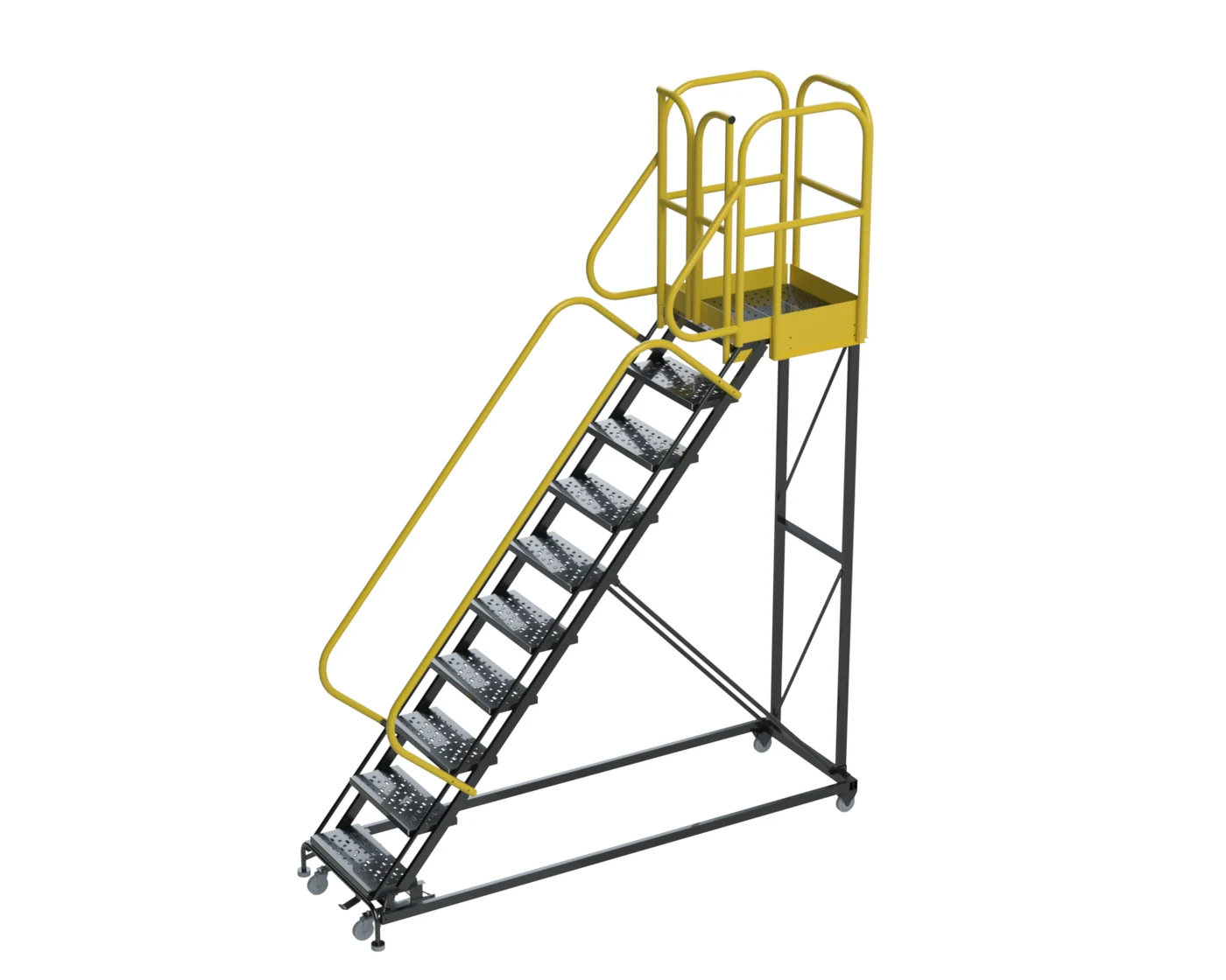 Ballymore ProLine 10-Step Rolling Ladder, 32" base, 28" top step