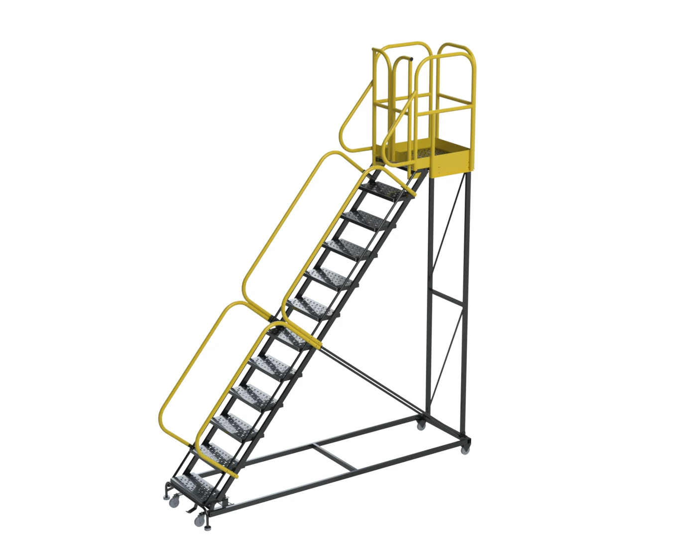 Ballymore ProLine 12-Step Rolling Ladder, 32" base, 28" top step