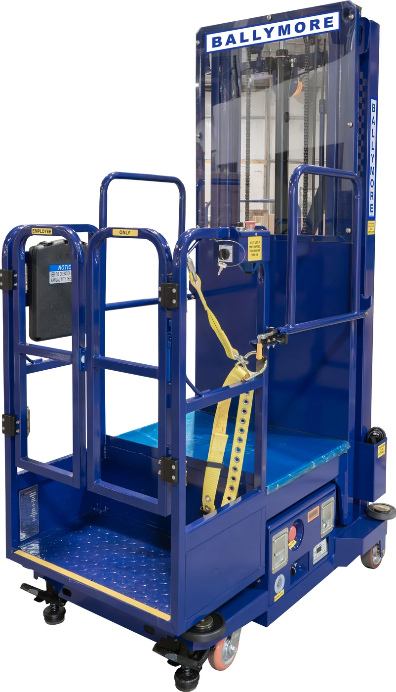 Ballymore PS-12S Ballymore Personnel Lift: Push-Around, Battery, 650 lb Load Capacity, 7 ft 10 in Closed Height