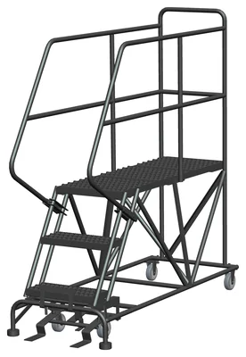 Ballymore 3-Step Single Entry Work Platform, 48" deep platform, 33" base, serrated tread