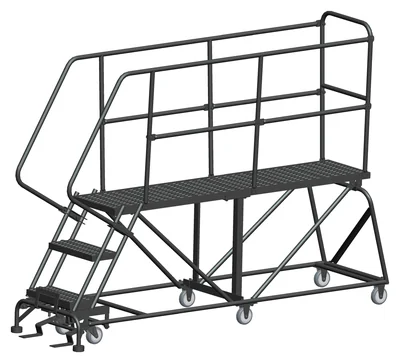 Ballymore 3-Step Single Entry Work Platform, 72" deep platform, 33" base, serrated tread