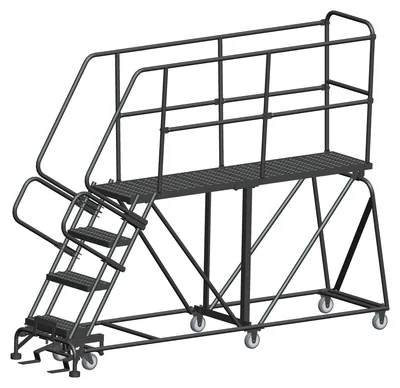 Ballymore 4-Step Single Entry Work Platform, 72" deep platform, 33" base, serrated tread