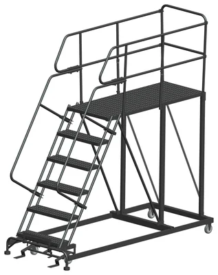 Ballymore 6-Step Single Entry Work Platform, 60" deep platform, 38" base, serrated tread