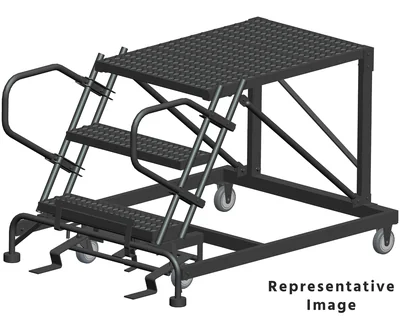 Ballymore 2-Step Single Entry Work Platform, 48" deep platform, 33" base, no handrails, serrated tread