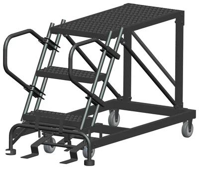 Ballymore 3-Step Single Entry Work Platform, 36" deep platform, 33" base, no handrails, serrated tread