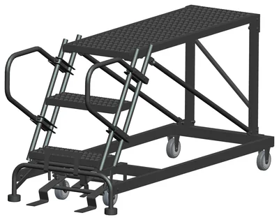 Ballymore 3-Step Single Entry Work Platform, 48" deep platform, 33" base, no handrails, serrated tread