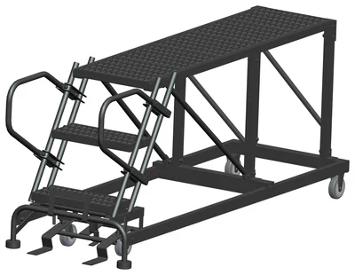 Ballymore 3-Step Single Entry Work Platform, 60" deep platform, 33" base, no handrails, serrated tread