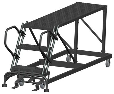 Ballymore 3-Step Single Entry Work Platform, 72" deep platform, 33" base, no handrails, serrated tread