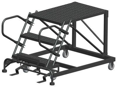 Ballymore 3-Step Single Entry Work Platform, 36" deep platform, 38" base, no handrails, serrated tread